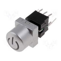 10 pcs : PB61302BL-4-101 - Switch: keypad, POWER, Pos: 2, DPDT, 0.1A/30VDC, silver, LED, blue