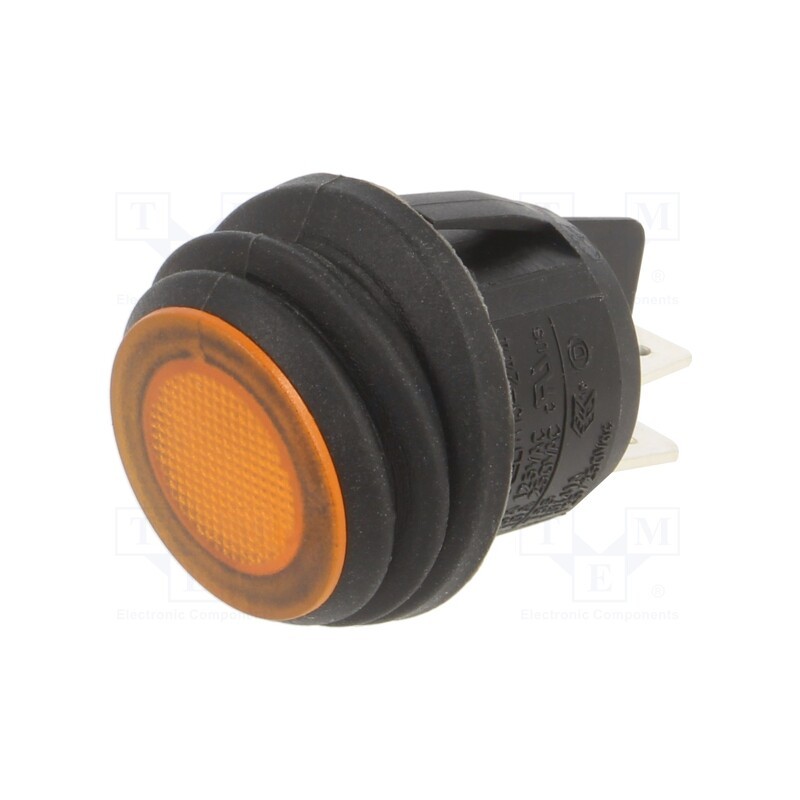 10 pcs : R13-244B8-02-BBY - ROCKER, DPST, Pos: 2, ON-OFF, 10A/250VAC, orange, IP65, neon lamp