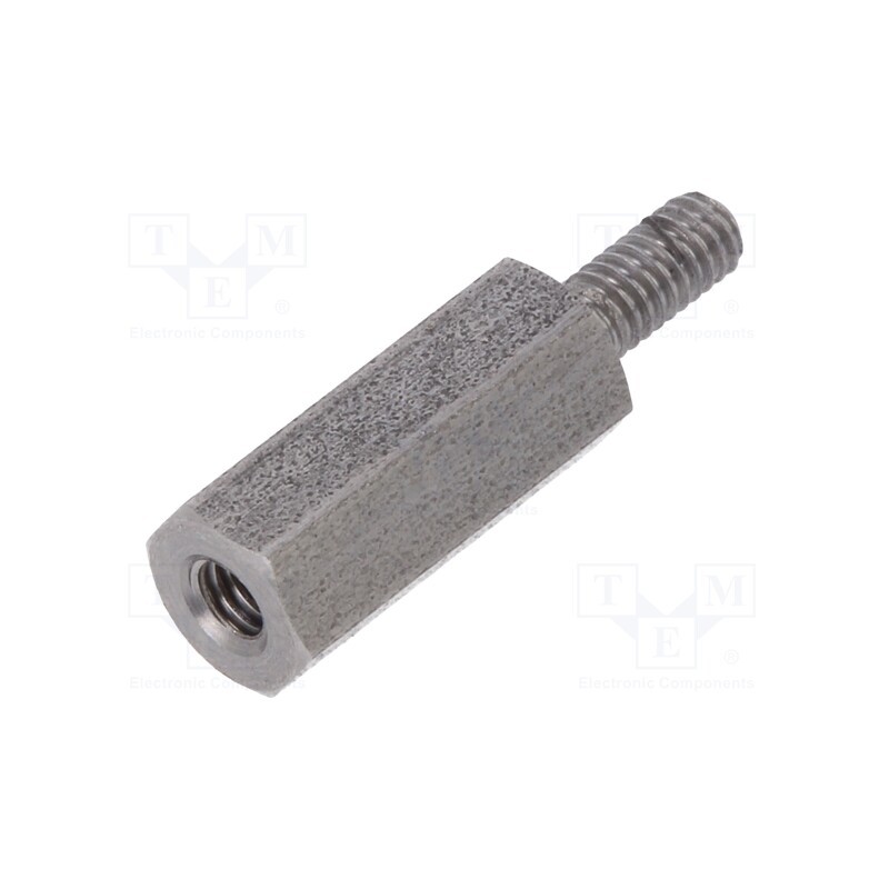 50 pcs : 242X12 - Screwed spacer sleeve, 12mm, Int.thread: M2,5, Ext.thread: M2,5