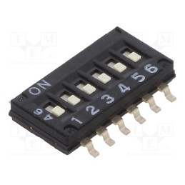 10 pcs : A6H-6101 - Switch: DIP-SWITCH, Poles number: 6, ON-OFF, 0.025A/24VDC, Pos: 2