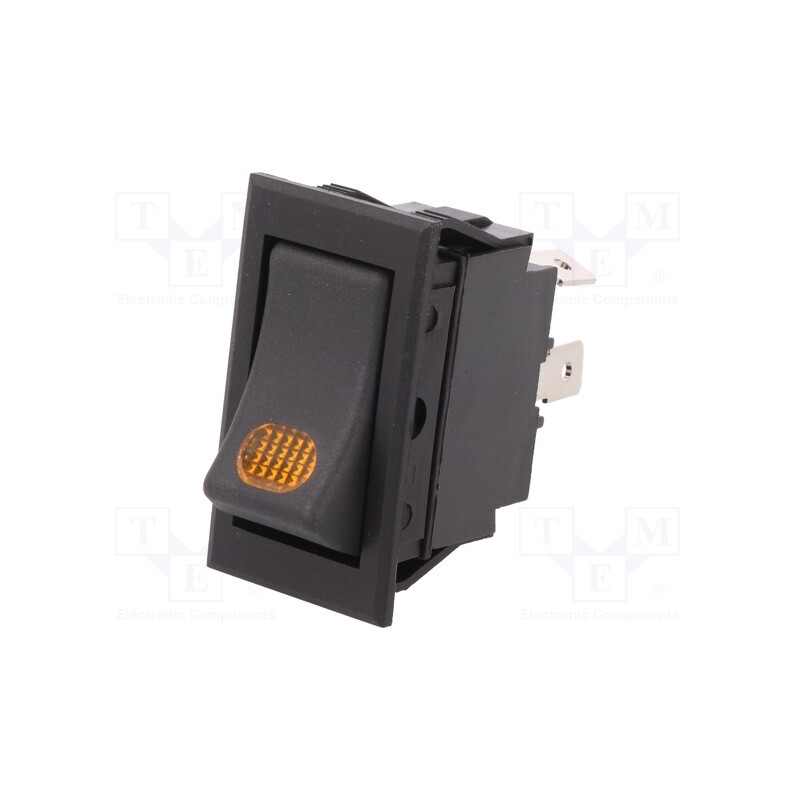 10 pcs : R13-220BA-01-BBY - ROCKER, SPST, Pos: 2, ON-OFF, 20A/12VDC, black, LED,point, 12VDC