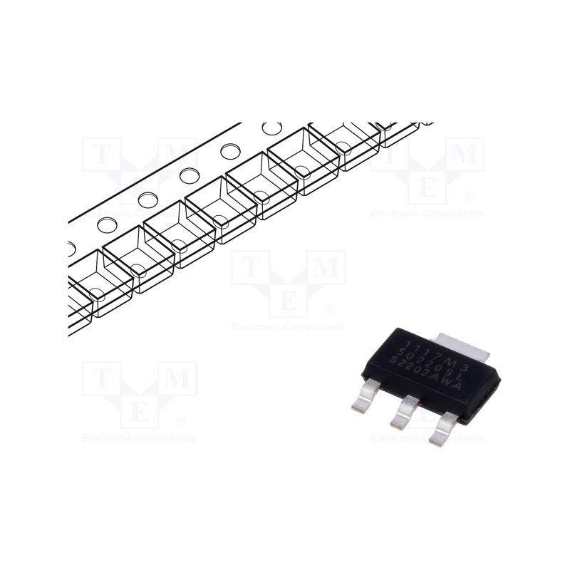10 pcs : SPX1117M3-L-5-0/TR - IC: voltage regulator, LDO,linear,fixed, 5V, 0.8A, SOT223, SMD