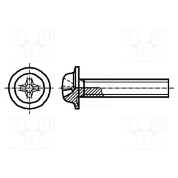 100 pcs : 1343793 - Screw, with flange, M5x12, 0.8, Head: button, Phillips, PH2