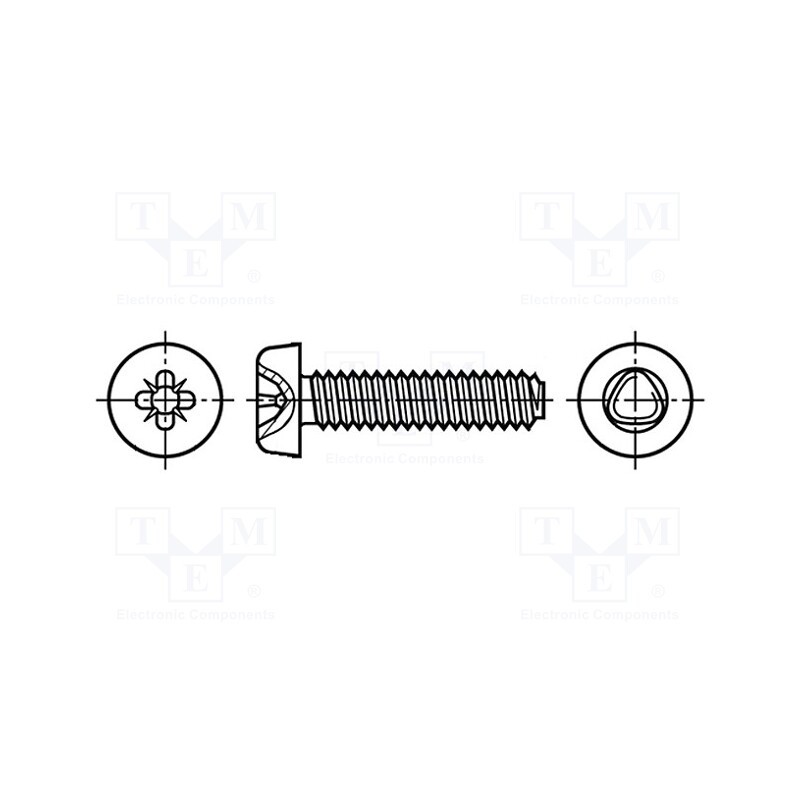 500 pcs : 1473565 - Screw, for metal, 4x8, Head: cheese head, Pozidriv, PZ2, zinc