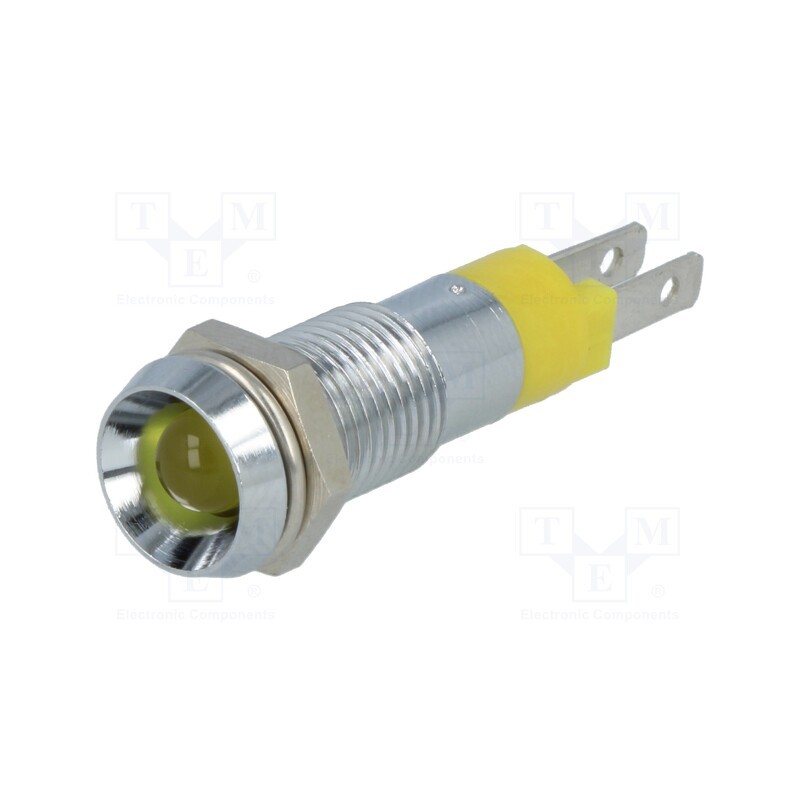 10 pcs : SMBD08114 - Indicator: LED, recessed, yellow, 24÷28VDC, Ø8.2mm, IP67, metal