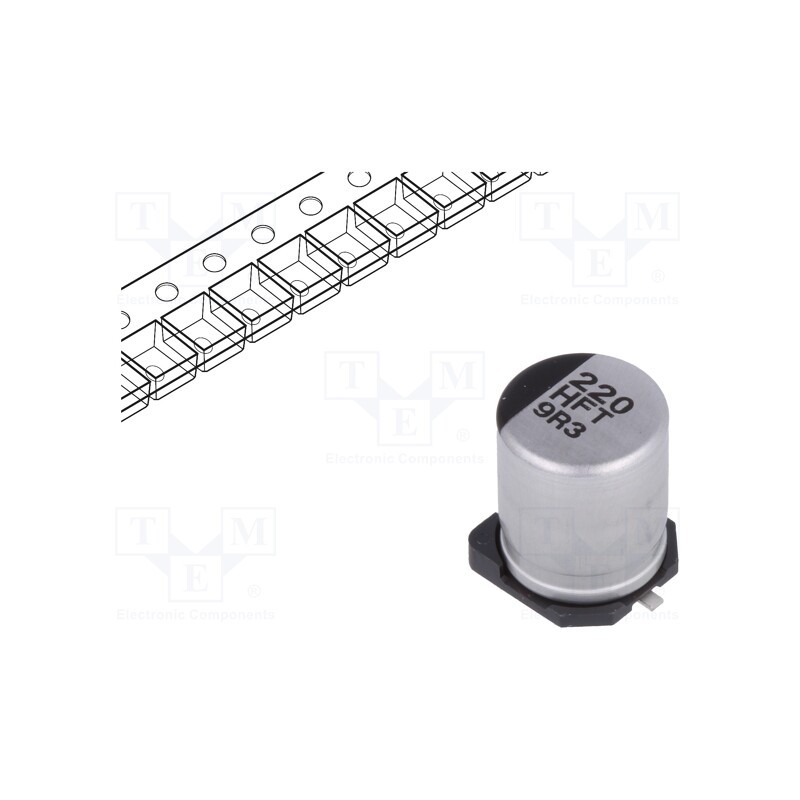 10 pcs : EEEFT1H221AP - Capacitor: electrolytic, low ESR, SMD, 220uF, 50VDC, Ø8x10.2mm