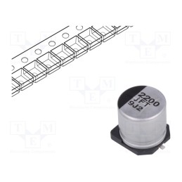 10 pcs : EEEFT0J222AP - Capacitor: electrolytic, low ESR, SMD, 2200uF, 6.3VDC, Ø10x10.2mm