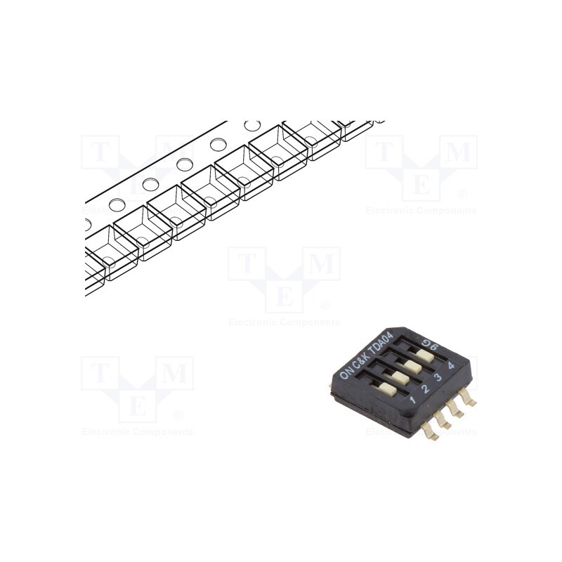 10 pcs : TDA04H0SB1R - Switch: DIP-SWITCH, Poles number: 4, OFF-ON, 0.025A/24VDC, Pos: 2