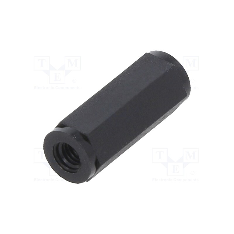 50 pcs : 185X16 - Screwed spacer sleeve, hexagonal, polyamide, M3, L: 16mm, black