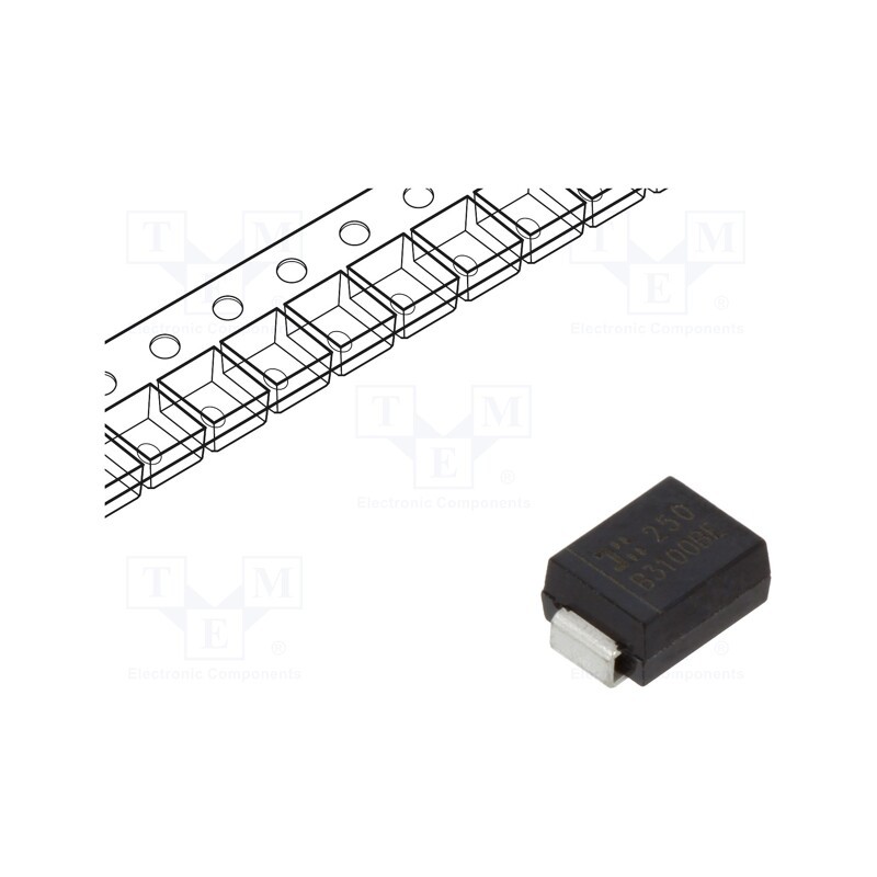 10 pcs : B3100BE-13 - Diode: Schottky rectifying, SMD, 100V, 3A, SMB,