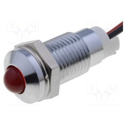 10 pcs : AMQD08/ALD504L030 - Indicator: LED, prominent, red, 24VDC, Ø8mm, Body: silver