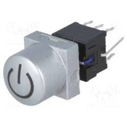 10 pcs : PB61302BL-14-101 - Switch: keypad, POWER, Pos: 2, DPDT, 0.1A/30VDC, silver, LED, THT