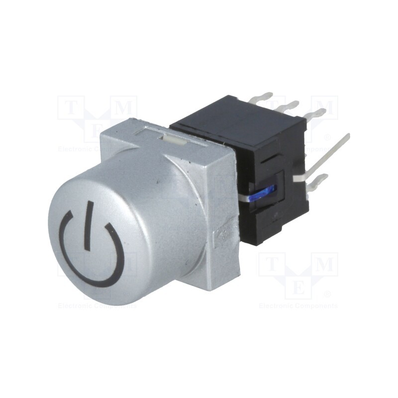 10 pcs : PB61302BL-14-101 - Switch: keypad, POWER, Pos: 2, DPDT, 0.1A/30VDC, silver, LED, THT