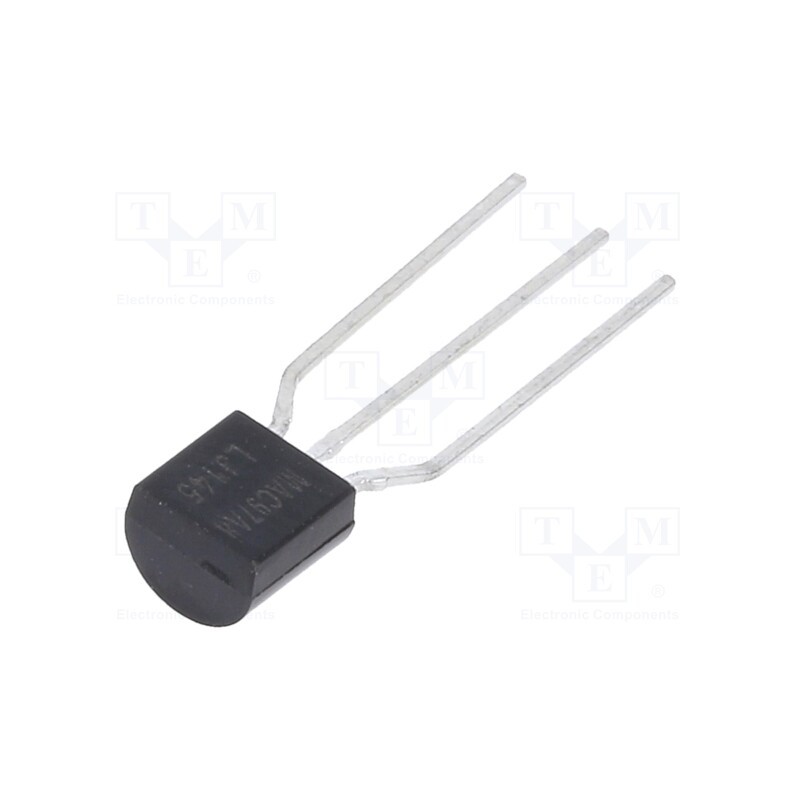 10 pcs : MAC97A8,116 - Triac, 600V, 0.6A, TO92, Igt: 5/7mA, Ifsm: 8A, 4Q, sensitive gate