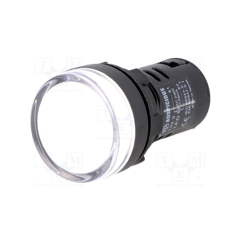 10 pcs : L22 220VAC W - Control lamp, 22mm, L22, -20÷60°C, Illumin: LED, 230V, Ø22.5mm, IP65