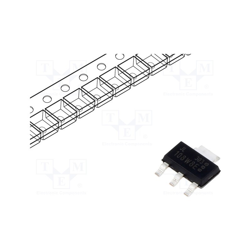 10 pcs : ACT108W-800EF - Thyristor: AC switch, 800V, Ifmax: 0.8A, Igt: 10mA, SOT223, SMD