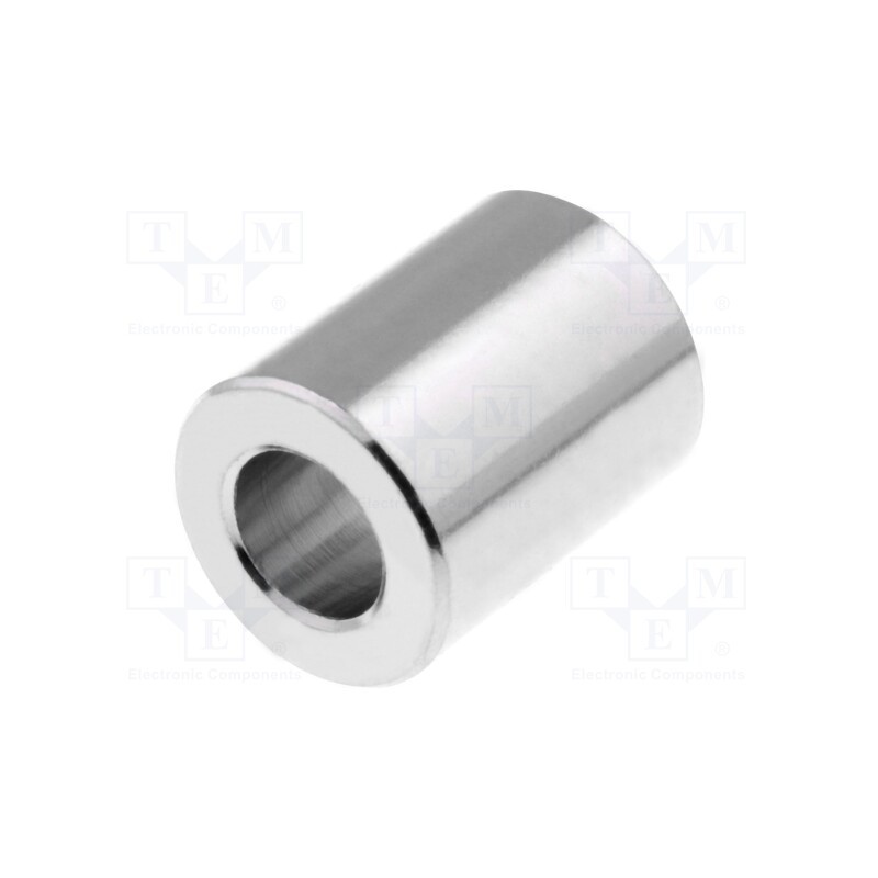 50 pcs : 3110/5.3X05 - Spacer sleeve, 5mm, cylindrical, brass, nickel, Out.diam: 10mm