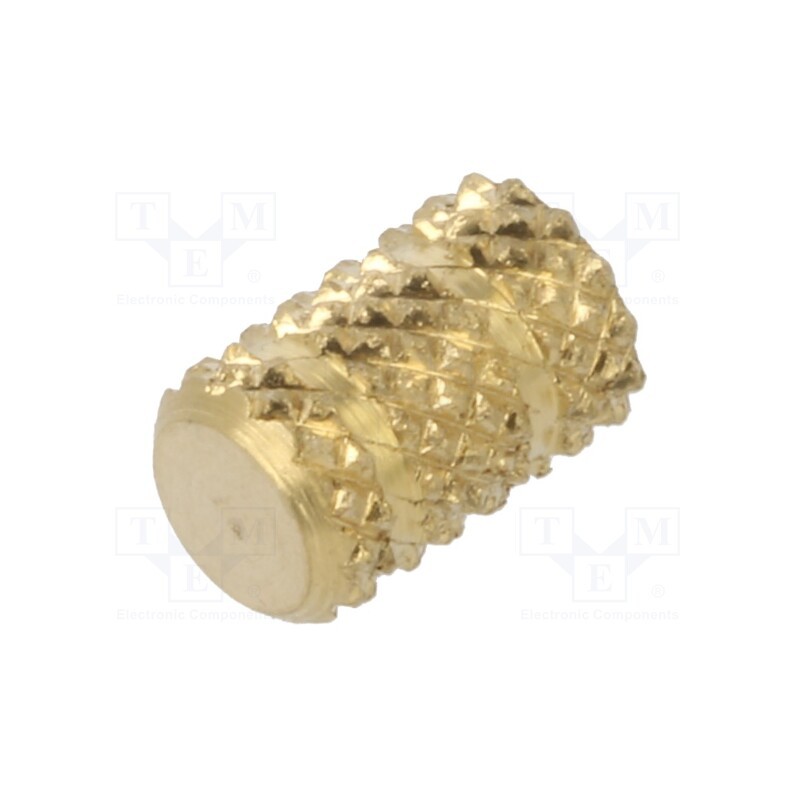 100 pcs : 116M3 - Threaded insert, brass, M3, BN 37872, L: 6.4mm, HiMOULD®