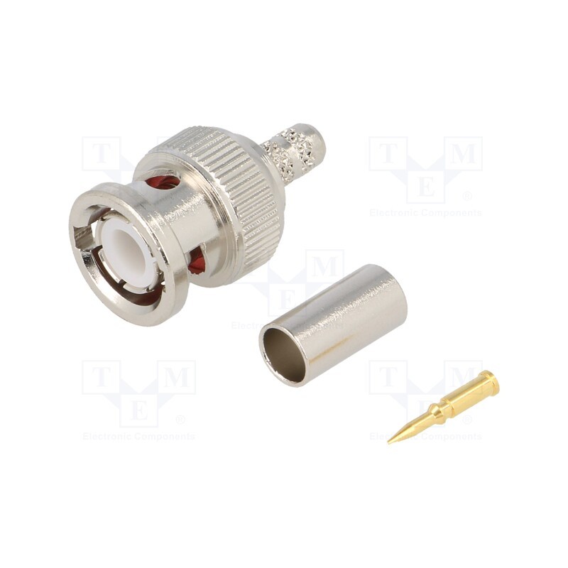 10 pcs : B1121A1-ND3G-1-50 - Plug, BNC, male, straight, 50Ω, crimped, for cable, POM, gold-plated