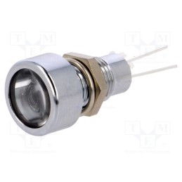 10 pcs : SDML086 - Indicator: LED, flat, white, Ø8.2mm, IP67, for PCB, brass, ØLED: 5mm