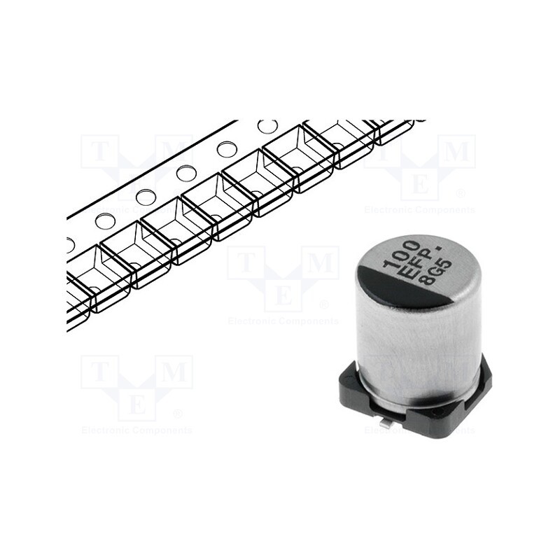 20 pcs : EEEFPE101XAP - Capacitor: electrolytic, low ESR, SMD, 100uF, 25VDC, Ø6.3x7.7mm