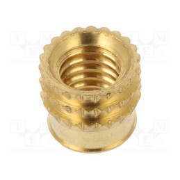 100 pcs : 002M6 - Threaded insert, brass, M6, BN 37885, L: 7.7mm, MULTISERT®