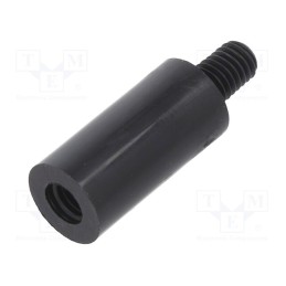 50 pcs : 288RDX20 - Screwed spacer sleeve, cylindrical, polyamide, M5, M5, 20mm, black