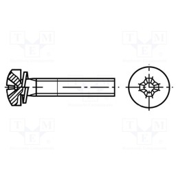 500 pcs : 1370243 - Screw, M3x8, 0.5, Head: cheese head, Phillips, PH1, steel, zinc