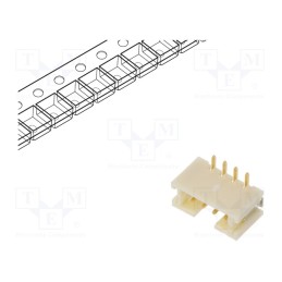 20 pcs : B4B-PH-SM4-GW-TB (LF)(SN) - Socket, wire-board, male, PH, 2mm, PIN: 4, SMT, 100V, 2A, gold-plated