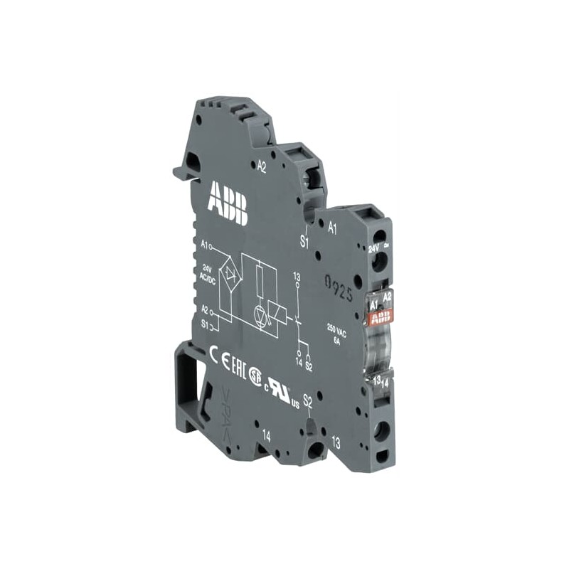 1 pcs - ABB R600 Series Interface Relay, DIN Rail Mount, 12V dc Coil, SPDT, 6A Load