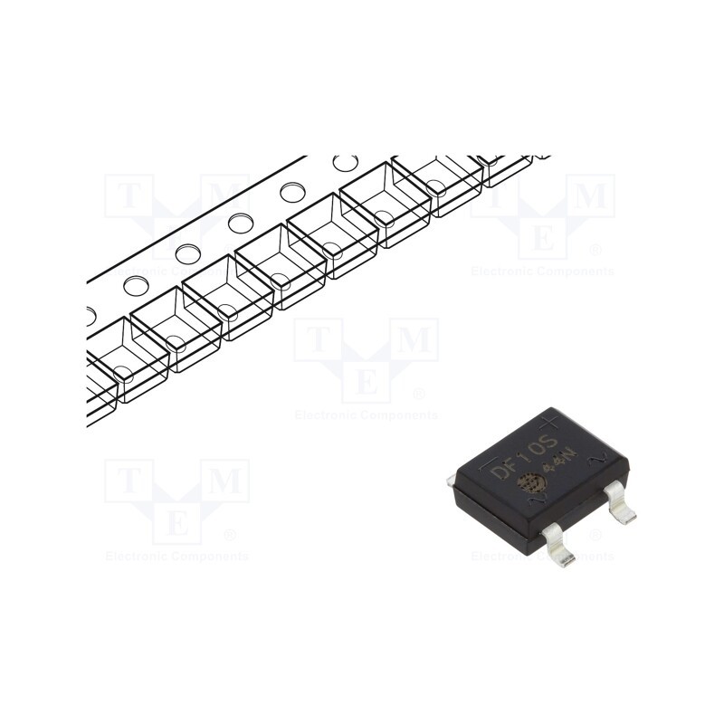 10 pcs : DF10S TR - Bridge rectifier: single-phase, Urmax: 1kV, If: 1A, Ifsm: 50A, DFS