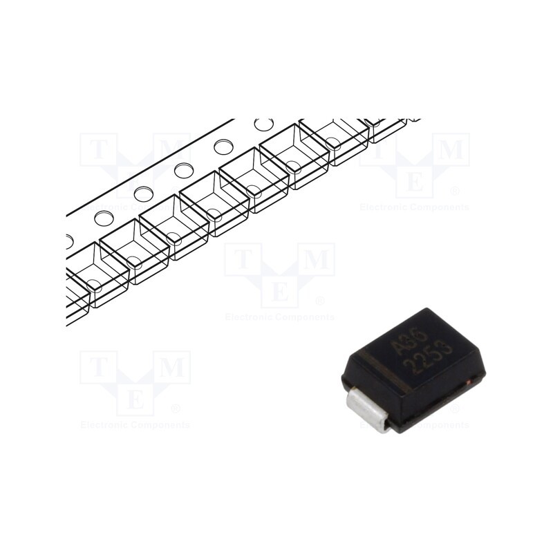 10 pcs : 10BJ36A - Diode: TVS, 1kW, 40÷44.2V, 17.2A, unidirectional, SMB,