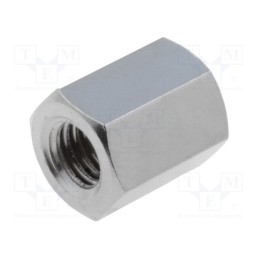 50 pcs : 118X10 - Screwed spacer sleeve, 10mm, Int.thread: M5, hexagonal, brass