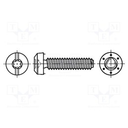 500 pcs : 1083546 - Screw, for metal, 4x6, Head: cheese head, slotted,Torx®, 1mm,TX20