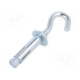 10 pcs : ZHR.8100 - Hook, angular,with a anchor, steel, zinc, Thread len: 60mm