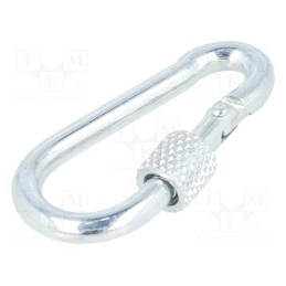 50 pcs : KSZ.4.40 - Carabiner, steel, for rope, L: 40mm, zinc, 4mm, with protection