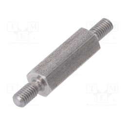 50 pcs : 444X15 - Screwed spacer sleeve, 15mm, Ext.thread: M3, hexagonal