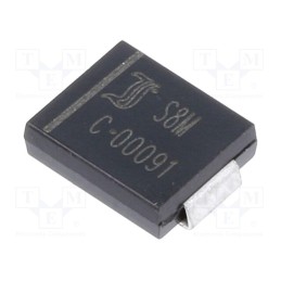 10 pcs : S8M - Diode: rectifying, SMD, 1kV, 8A, 1.5us, SMC, Ufmax: 0.98V, Ifsm: 400A