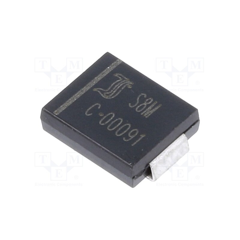 10 pcs : S8M - Diode: rectifying, SMD, 1kV, 8A, 1.5us, SMC, Ufmax: 0.98V, Ifsm: 400A
