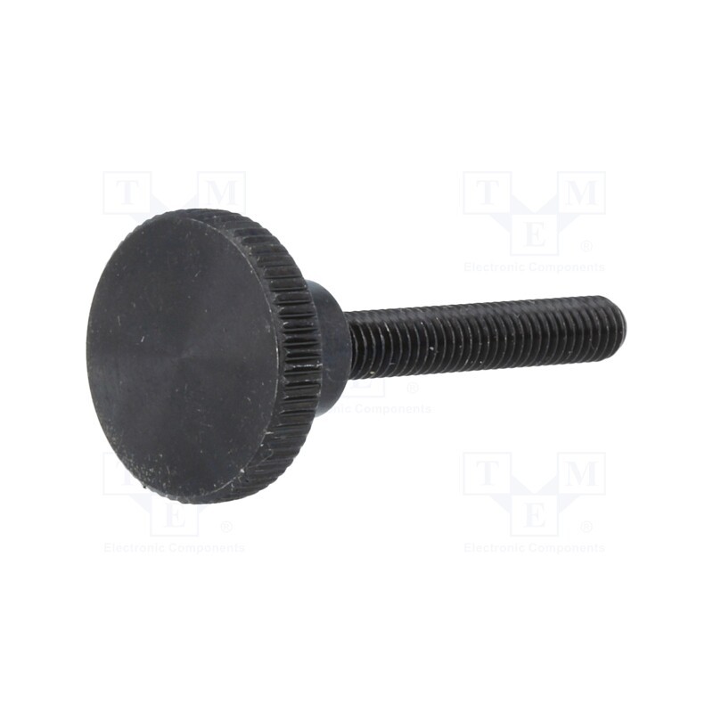 10 pcs : DIN 464-M4-25 - Knob, Ø: 16mm, Ext.thread: M4, 25mm, H: 9.5mm, steel, knurled