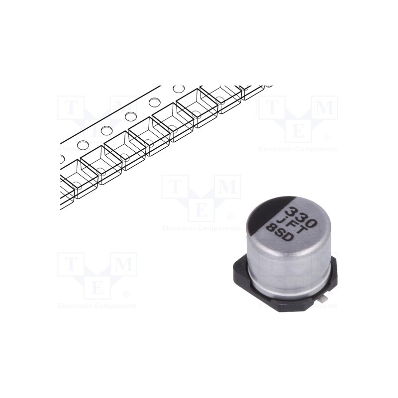 20 pcs : EEEFT0J331AP - Capacitor: electrolytic, low ESR, SMD, 330uF, 6.3VDC, Ø6.3x5.8mm