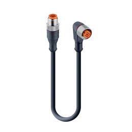 1 pcs - Lumberg Automation Straight Male 4 way M12 to Right Angle Female 4 way M12 Sensor Actuator Cable, 2m