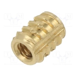 100 pcs : 138M2.5 - Threaded insert, brass, M2,5, L: 5.25mm, TRISERT®