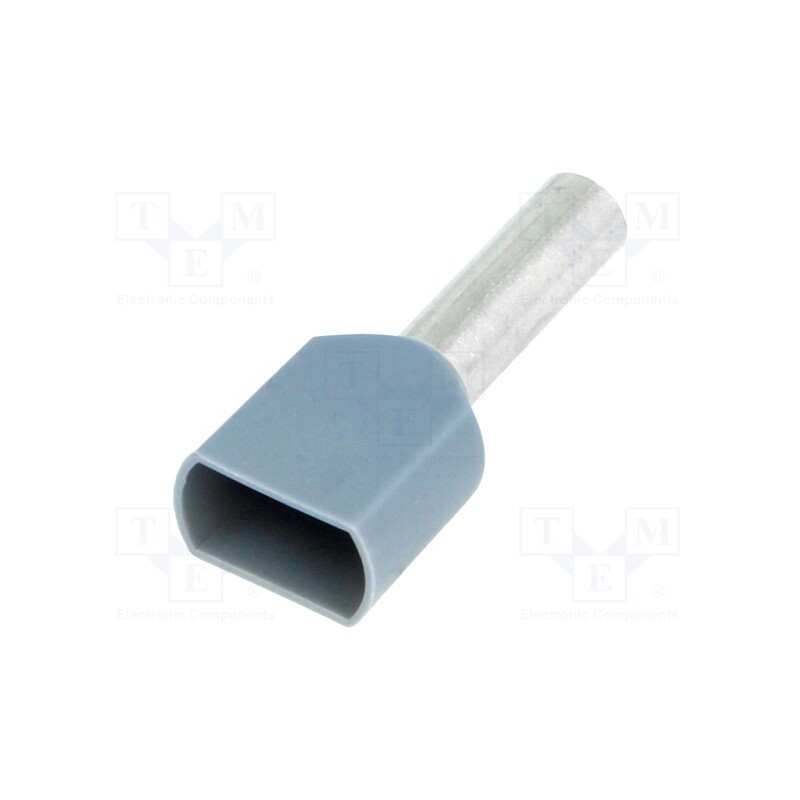20 pcs : BM 00560 - Tip: bootlace ferrule, insulated,double, copper, 4mm2, 12mm, grey