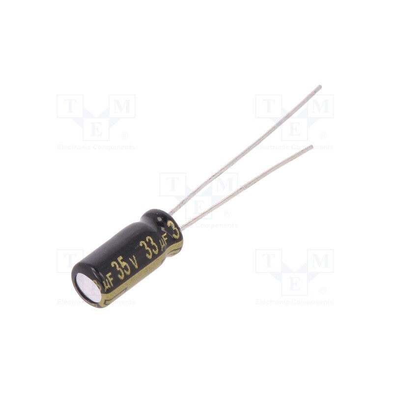 50 pcs : EEUFM1V330 - Capacitor: electrolytic, low ESR, THT, 33uF, 35VDC, Ø5x11mm, ±20%