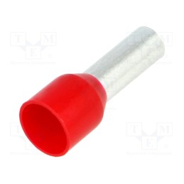 50 pcs : BM 00612 - Tip: bootlace ferrule, insulated, copper, 10mm2, 12mm, tinned, red
