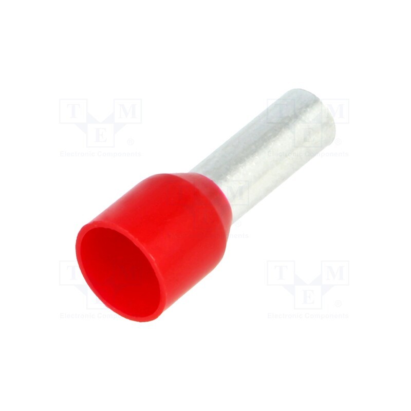 50 pcs : BM 00612 - Tip: bootlace ferrule, insulated, copper, 10mm2, 12mm, tinned, red