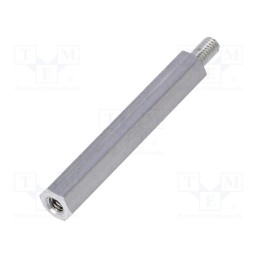 50 pcs : 236X45 - Screwed spacer sleeve, 45mm, Int.thread: M4, Ext.thread: M4