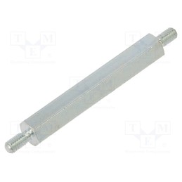 50 pcs : 427X50 - Screwed spacer sleeve, 50mm, Ext.thread: M4, hexagonal, steel
