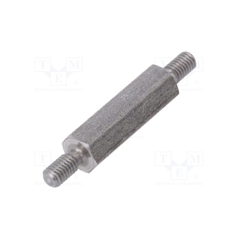 50 pcs : 444X18 - Screwed spacer sleeve, 18mm, Ext.thread: M3, hexagonal